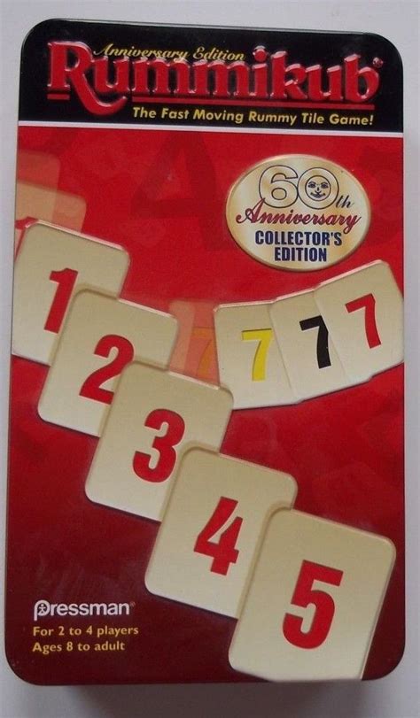 Rummikub Travel Edition 60th Anniversary Edition Metal Tin 